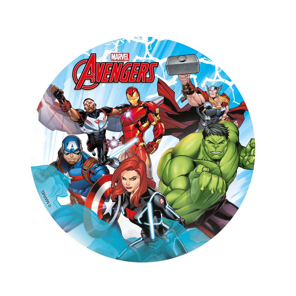 Avengers rundt kagebillede - 15,5 cm.