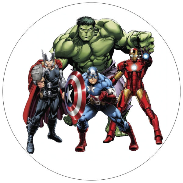 Avengers rundt sukkerprint 19 cm
