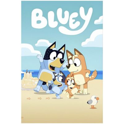 Bluey sukkeprint A4 - På stranden