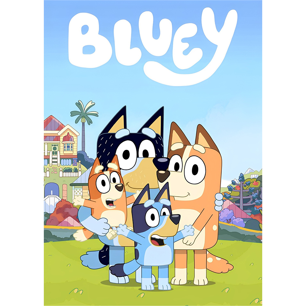 Bluey sukkeprint med familie - A4