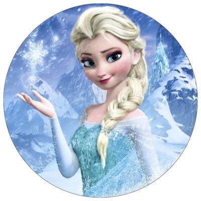Frozen rundt sukkerprint 19 cm - Elsa