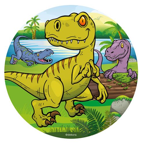 Dinosaur rundt kageprint