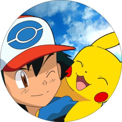 Pokemon rundt kageprint / sukkerprint - 19 cm.