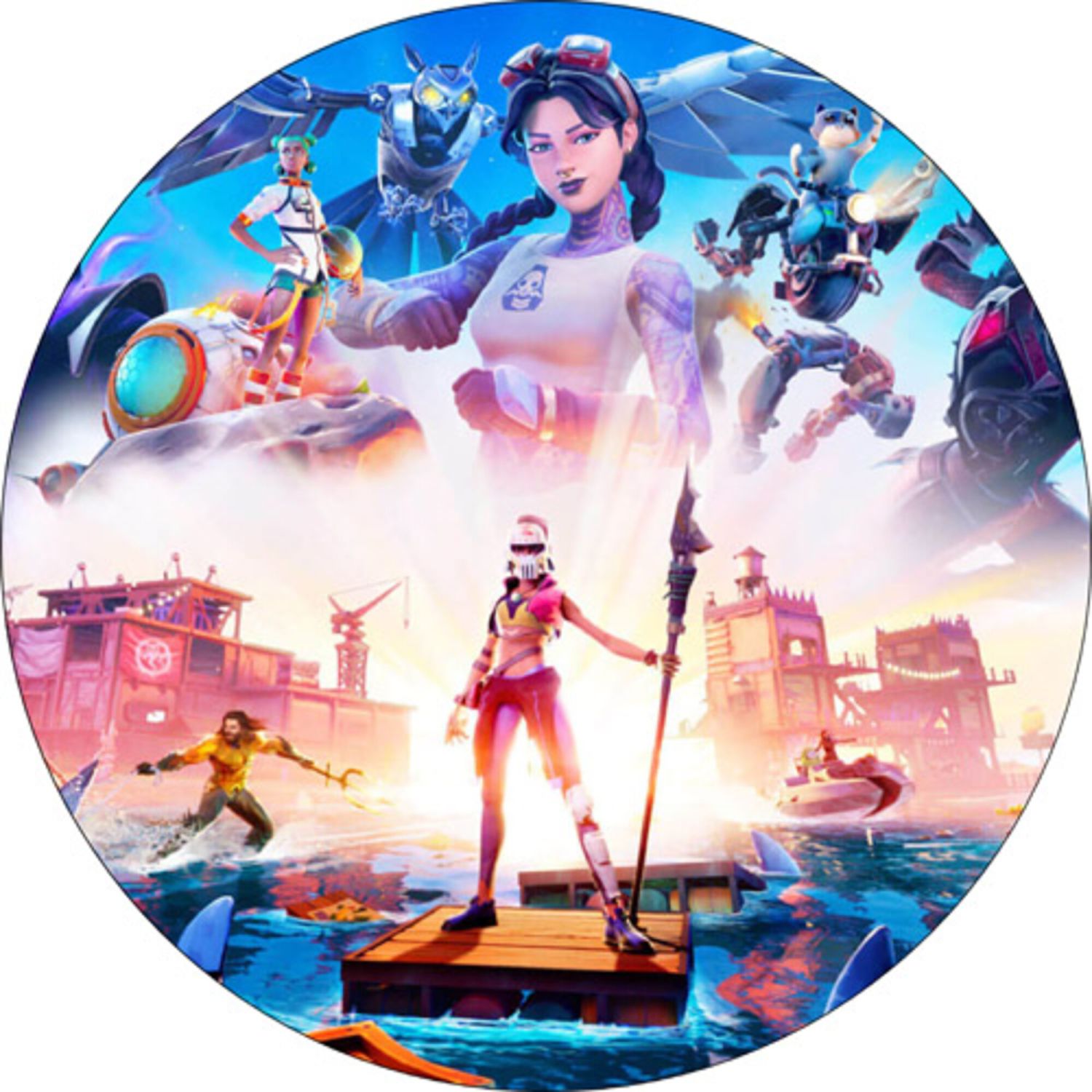 Fortnite rundt kageprint / sukkerprint - 19 cm.