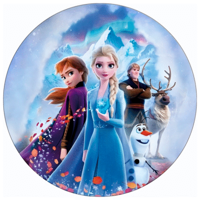 Frozen rundt sukkerprint 19 cm - Elsa og Anna