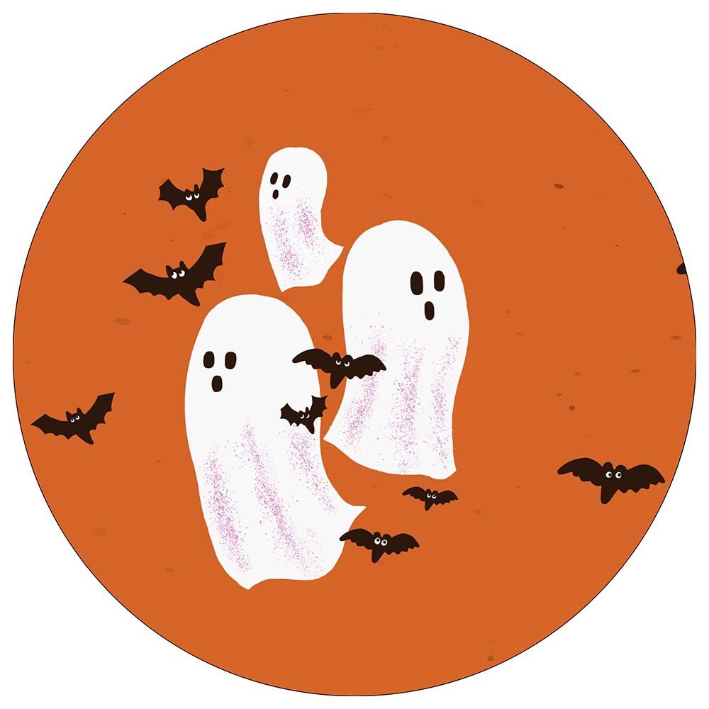 Halloween rundt sukkerprint med spøgelser - 19 cm.