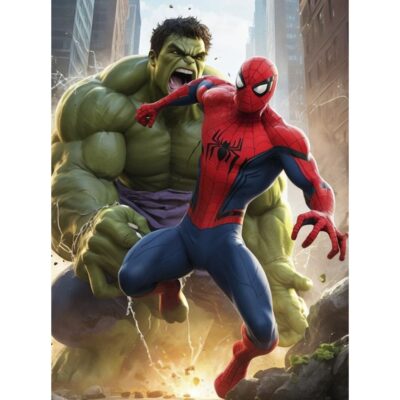 Hulk og Spiderman A4 sukkerprint