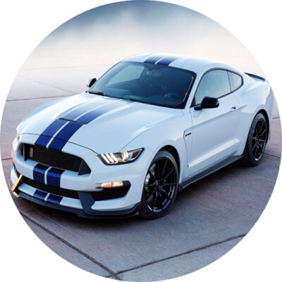 Bil rundt kageprint / sukkerprint - 19 cm.