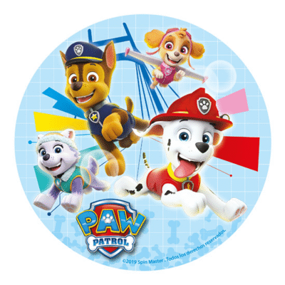 Paw Patrol rundt sukkerprint til kage - 16 cm.