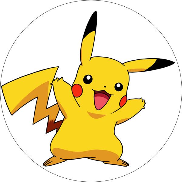 Pokemon rundt kageprint / sukkerprint - 19 cm.