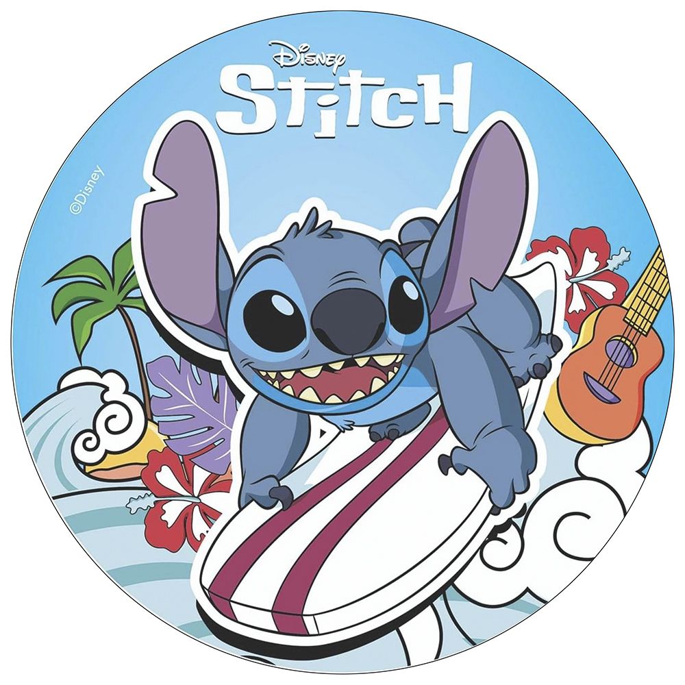 Stitch rundt sukkerprint 19 cm - Surfer