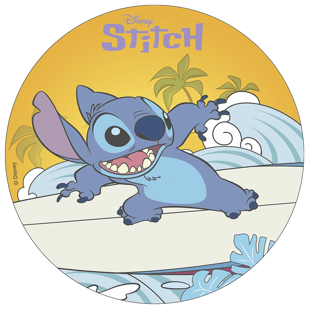 Stitch rundt sukkerprint 19 cm - Surf