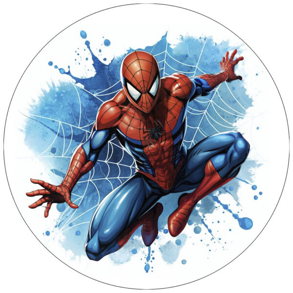 Spiderman rundt sukkerprint 19 cm.