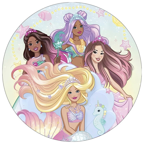 Barbie rundt sukkerprint 19 cm - Fantasy