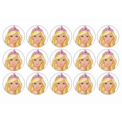 Barbie muffins sukkerprint - Prinsesse