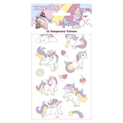 Enhjørning børnetatoveringer - 12 stk.