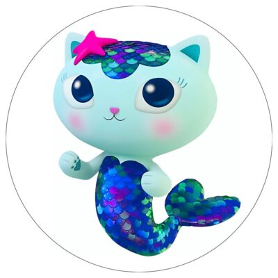 Gabbys dukkehus rundt sukkerprint 19 cm - Havfrue kat