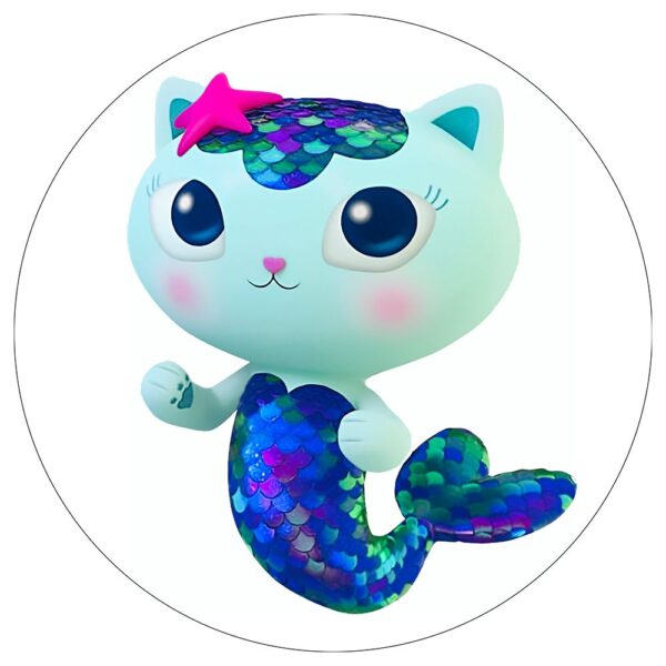 Gabbys dukkehus rundt sukkerprint 19 cm - Havfrue kat