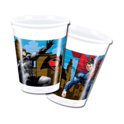 Batman og superman plastikkrus - 8 stk.